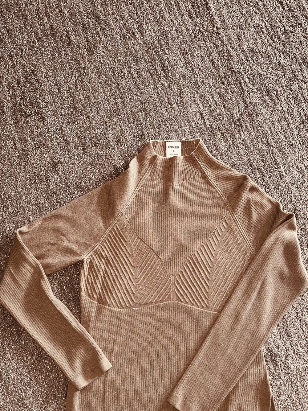 Gymshark Taupe Ribbed Mock Neck Sweater
